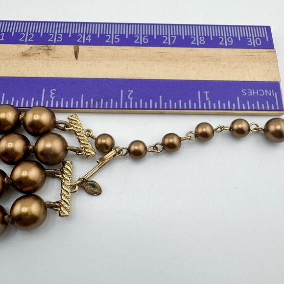 Vintage Napier Brass Tone Necklace Double Strand Retro Glam Statement Timeless - Picture 8 of 8